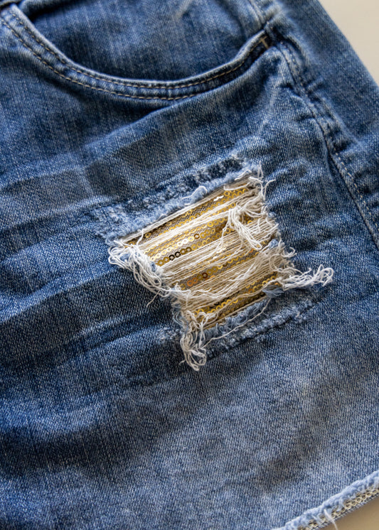Distressed Denim Skirt