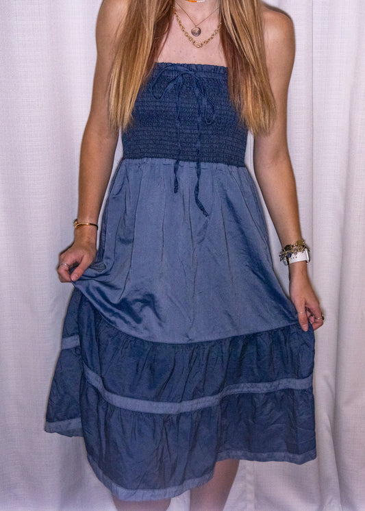 Navy Strapless Dress