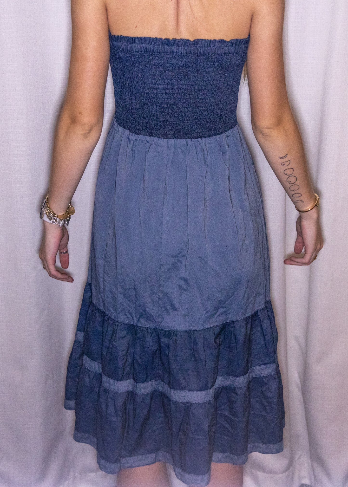 Navy Strapless Dress