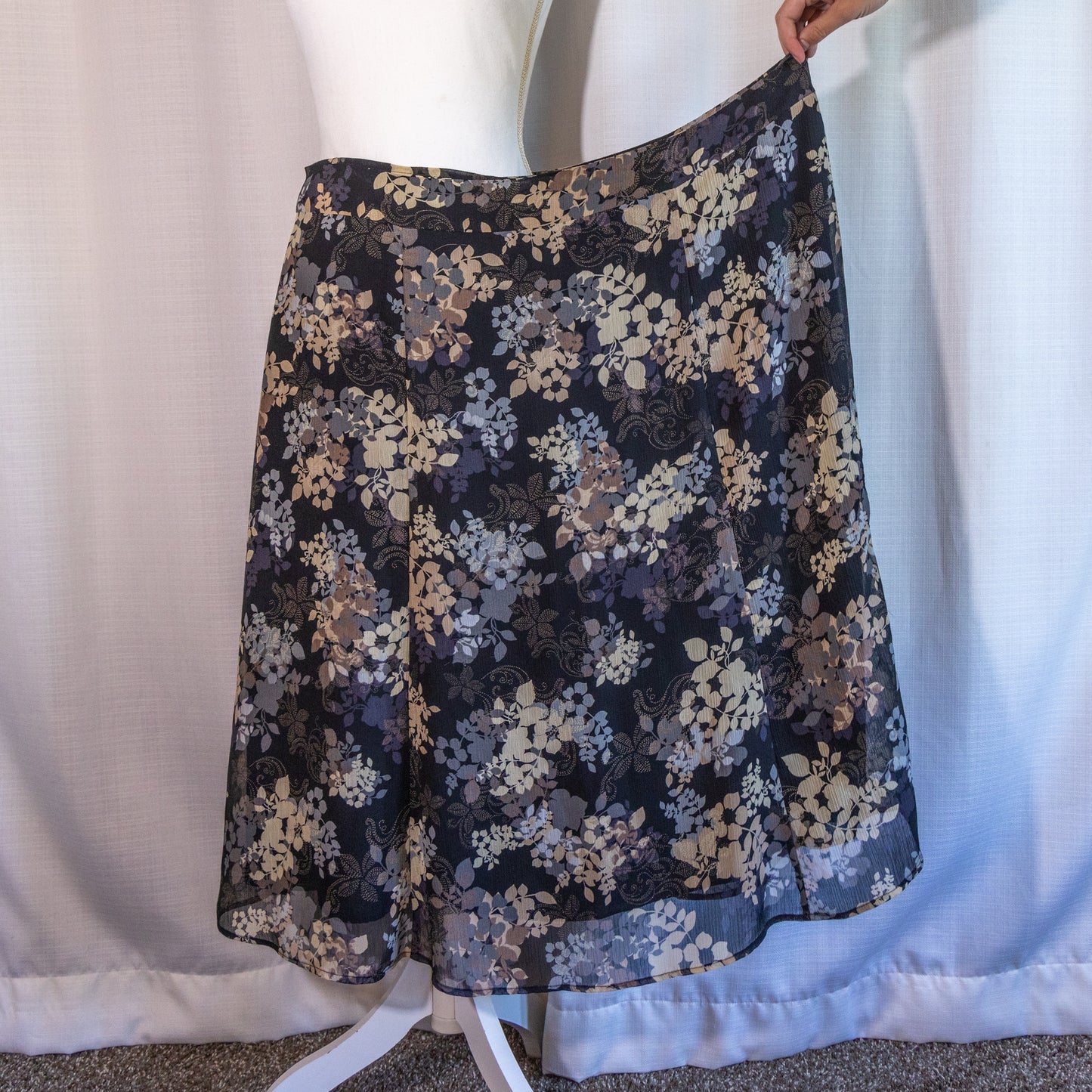 Beige Floral Maxi Skirt
