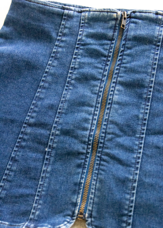Zip Up Denim Skirt