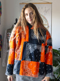 Black & Orange Bandana Upcycled Hoodie