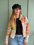 Plaid Blocks Peplum Jacket