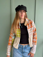 Plaid Blocks Peplum Jacket