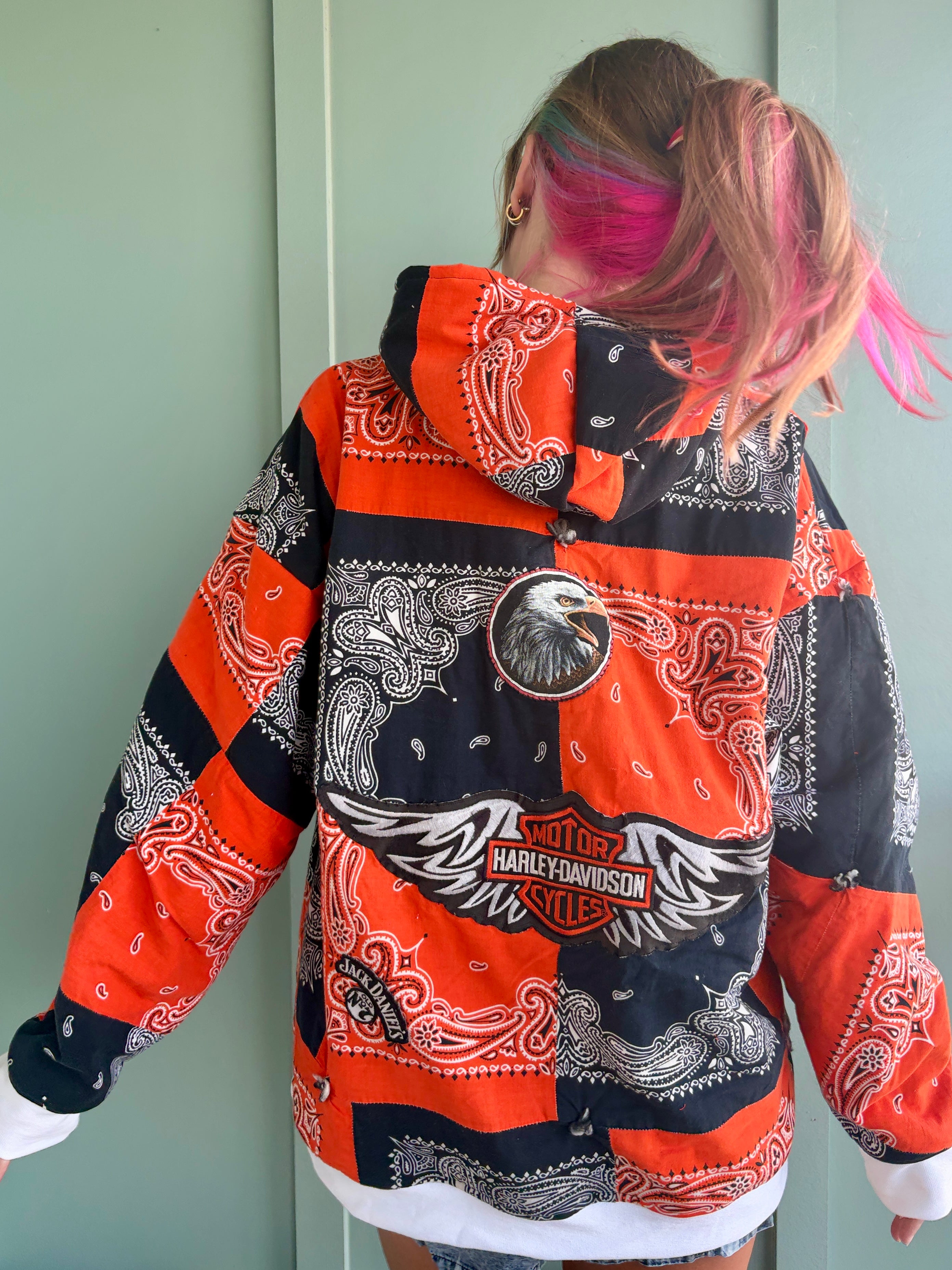 Harley Davidson Emblem Upcycled Hoodie