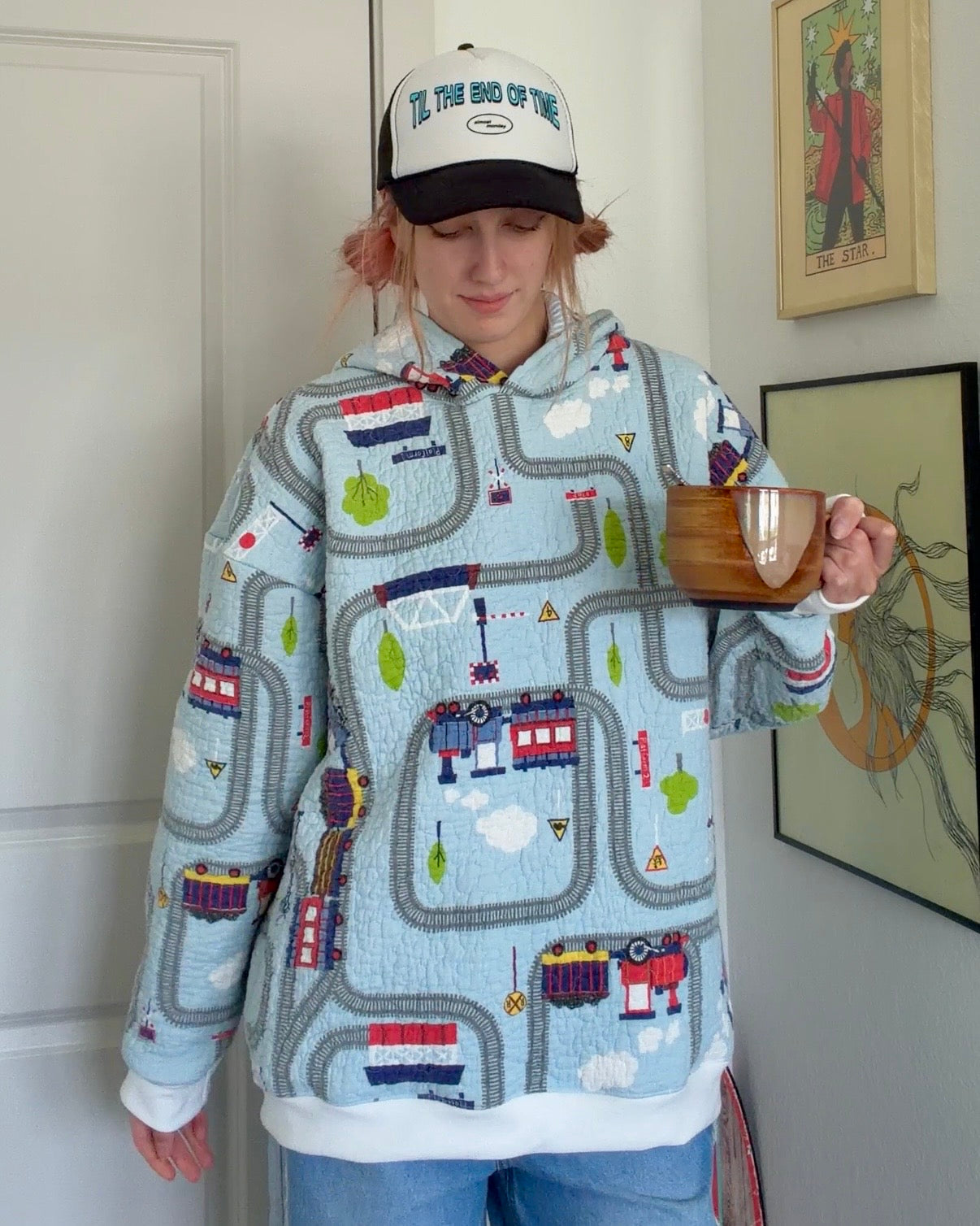 Train Track Upcycled Hoodie