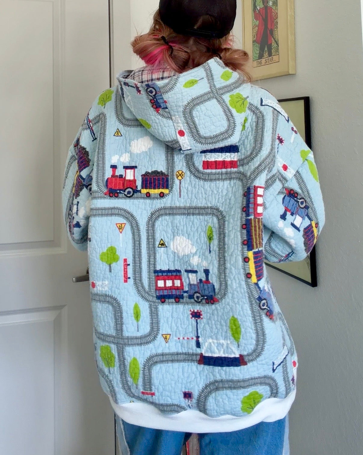 Train Track Upcycled Hoodie