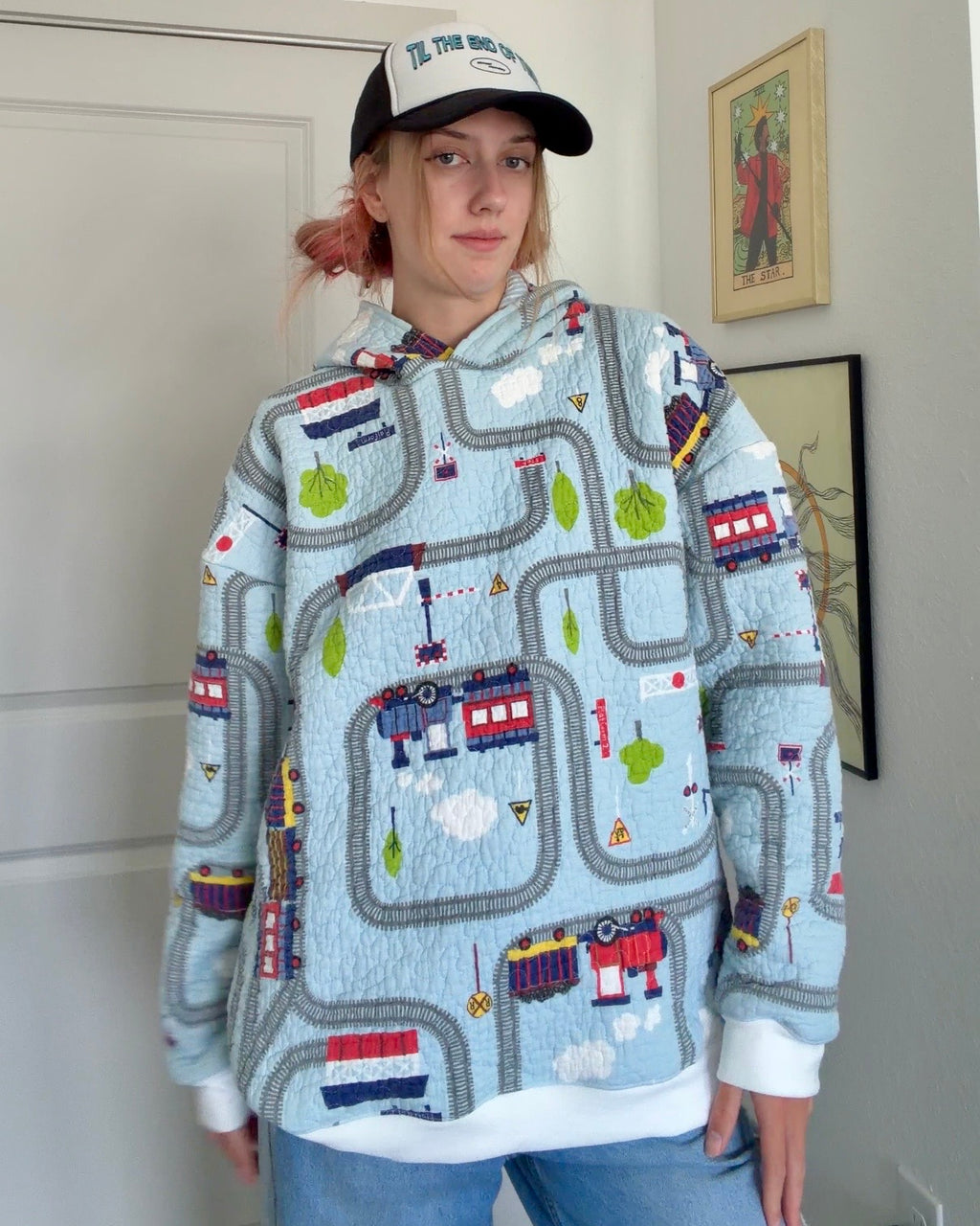 Train Track Upcycled Hoodie