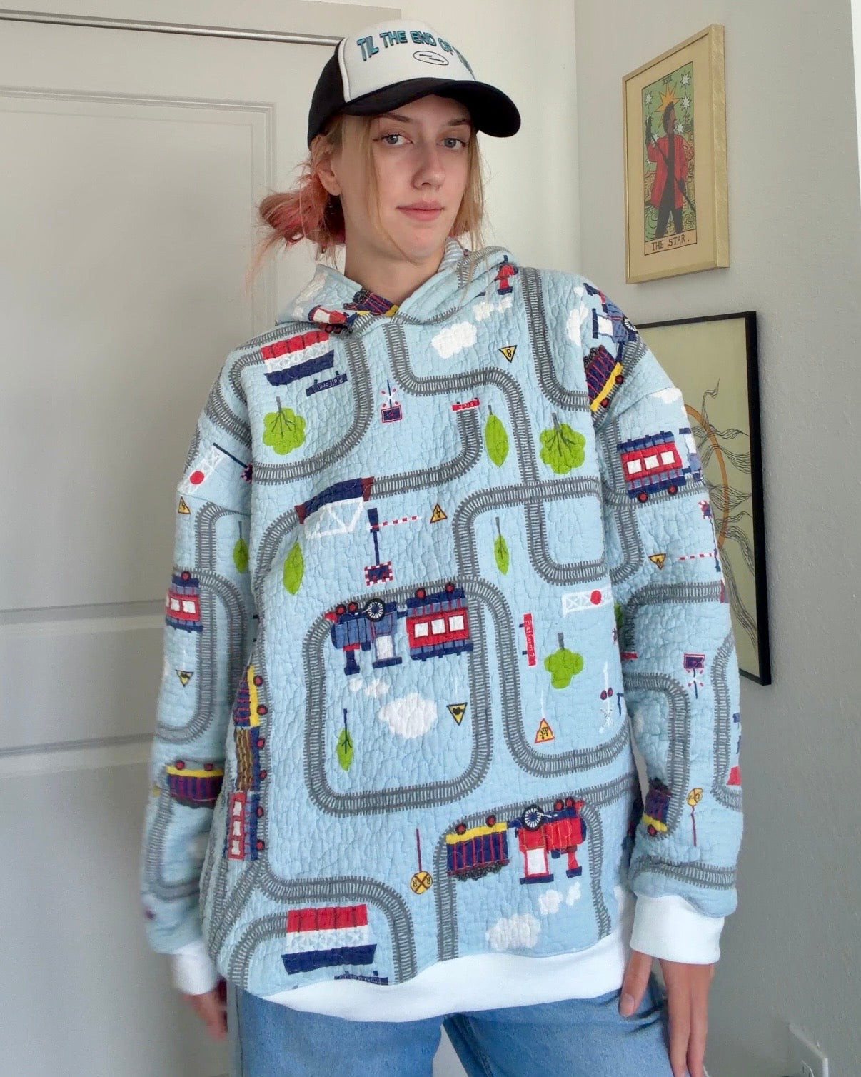 Train Track Upcycled Hoodie