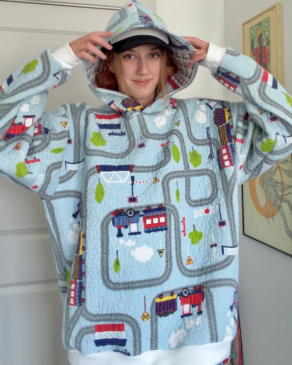 Train Track Upcycled Hoodie