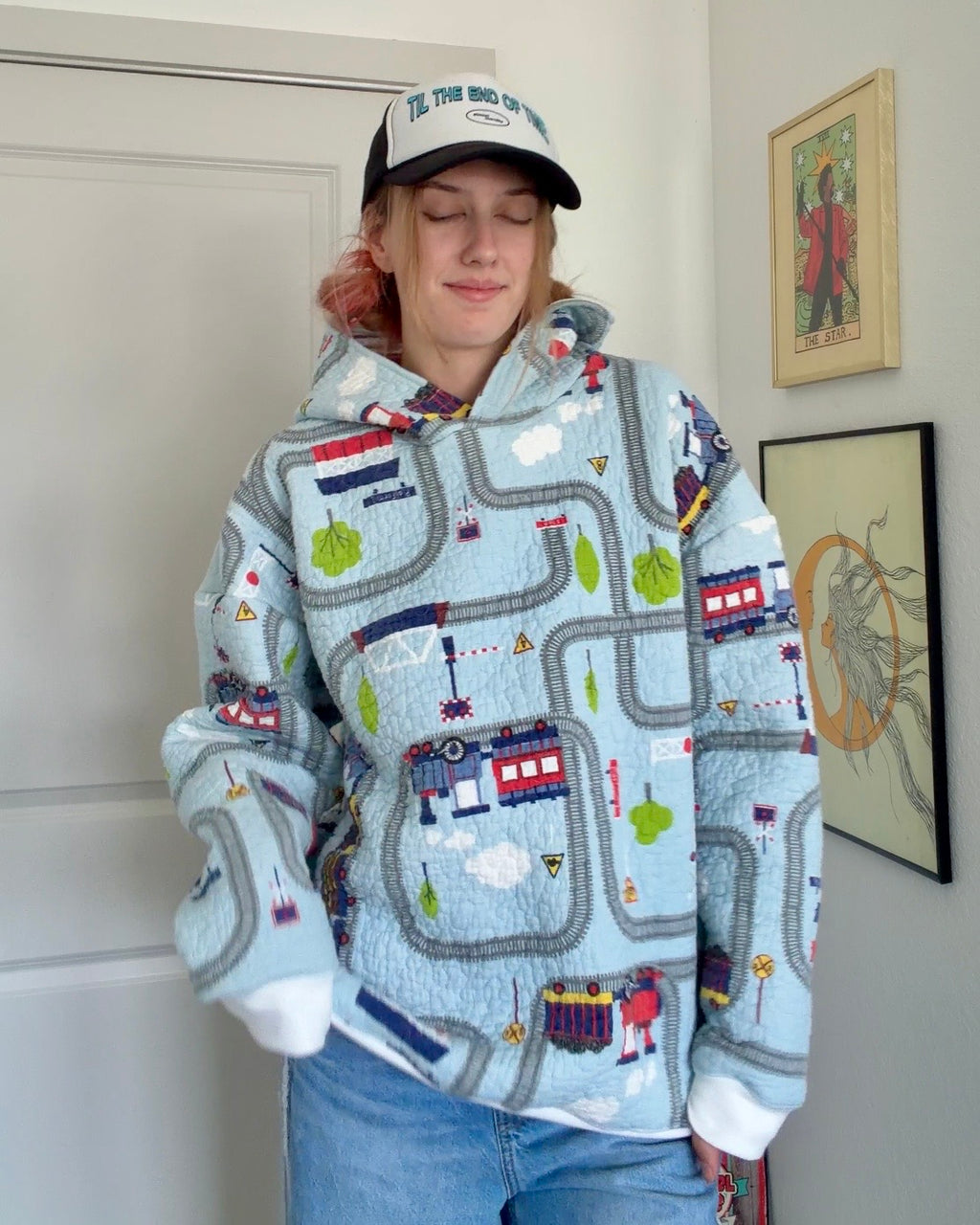 Train Track Upcycled Hoodie