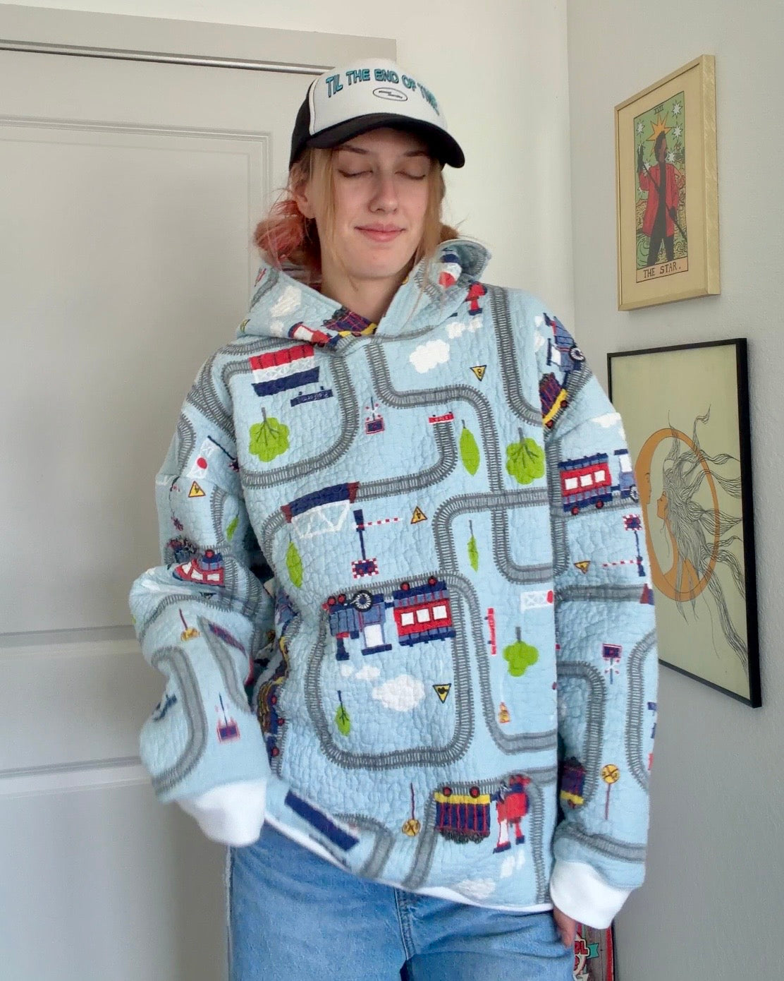 Train Track Upcycled Hoodie