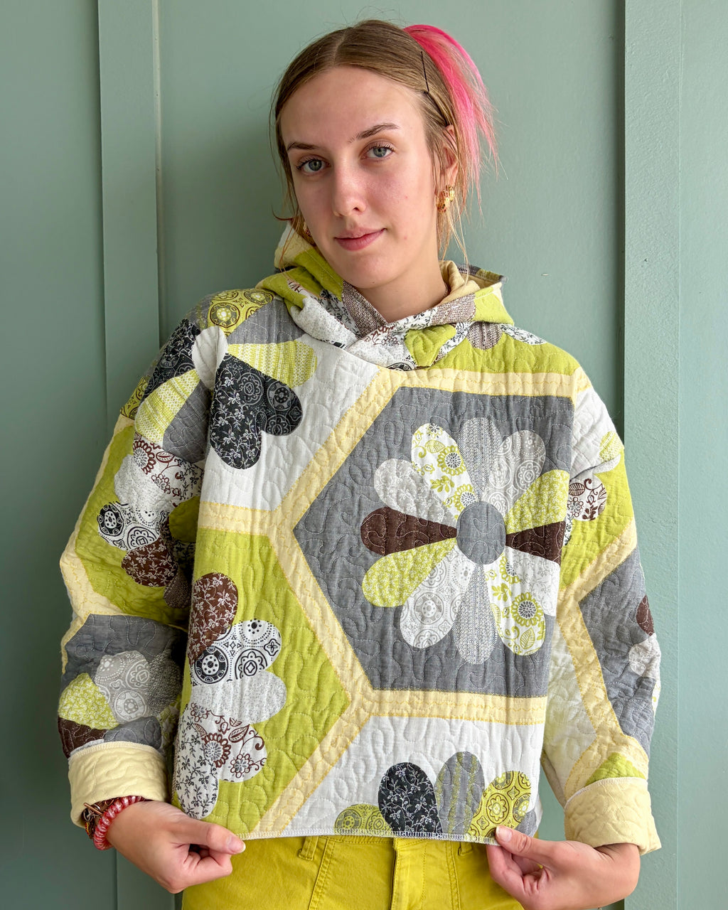 Floral Hexagon Upcycled Hoodie