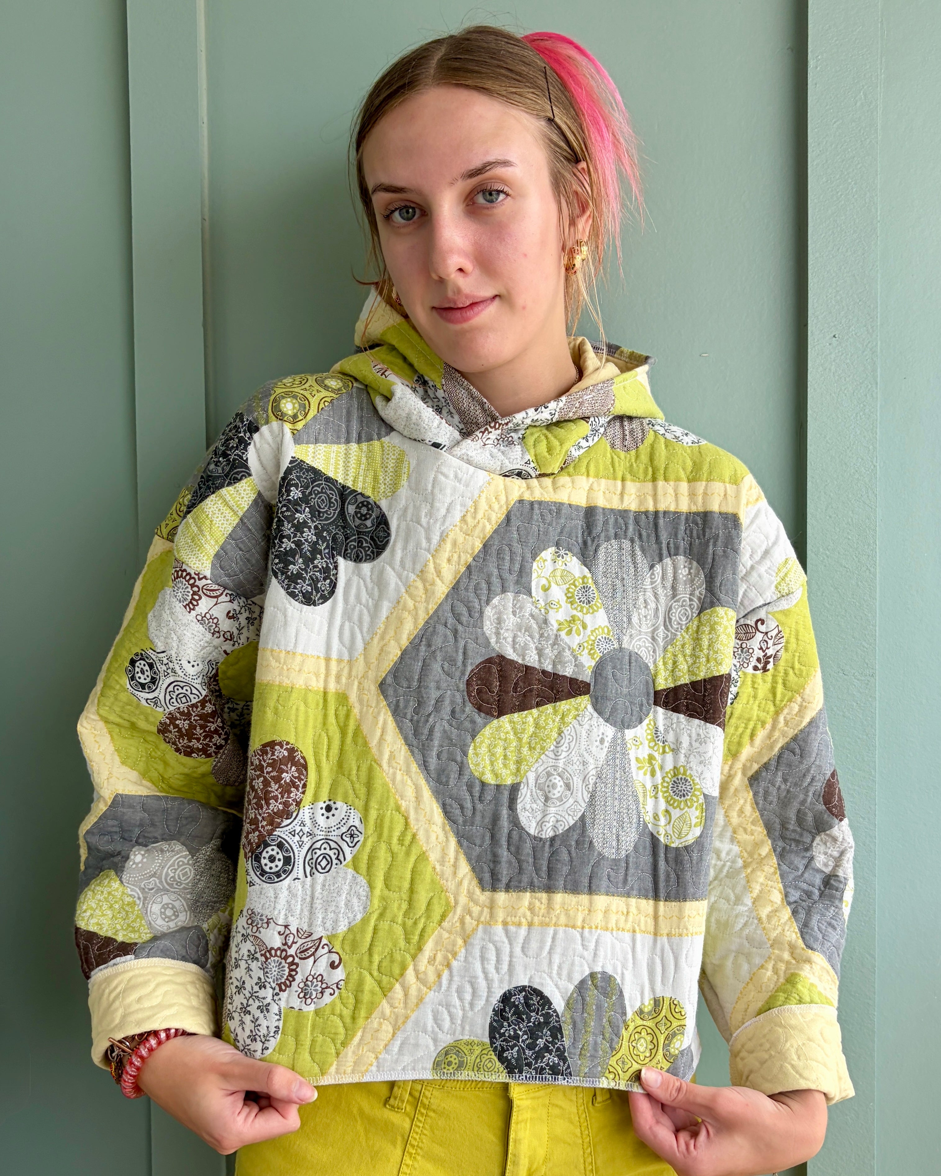 Floral Hexagon Upcycled Hoodie