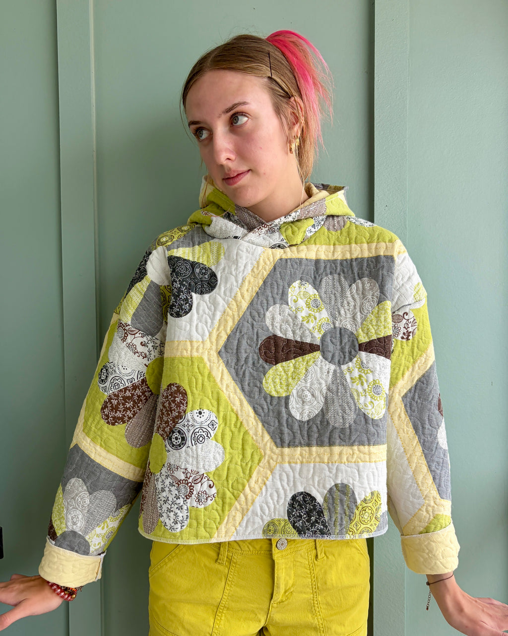 Floral Hexagon Upcycled Hoodie
