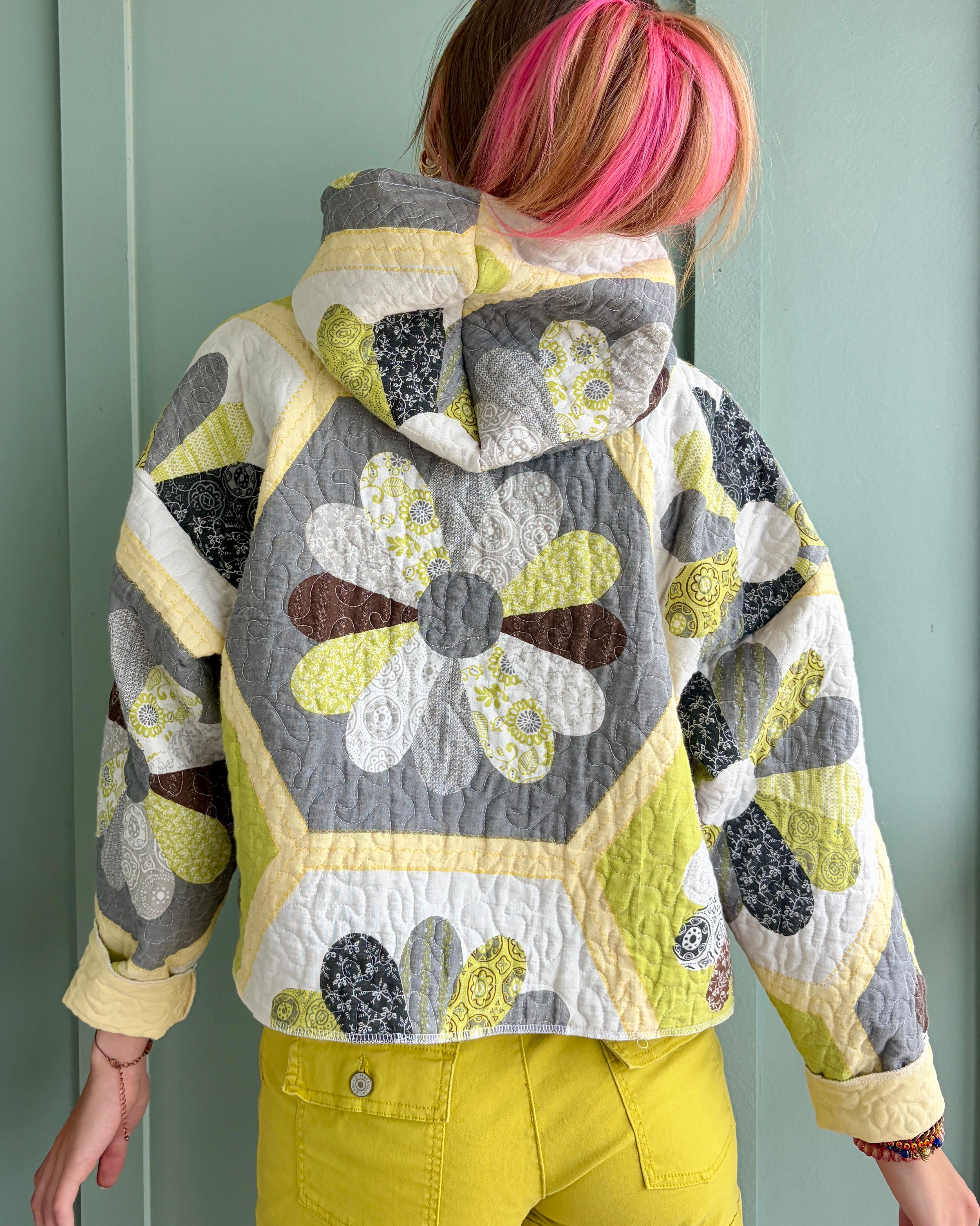 Floral Hexagon Upcycled Hoodie