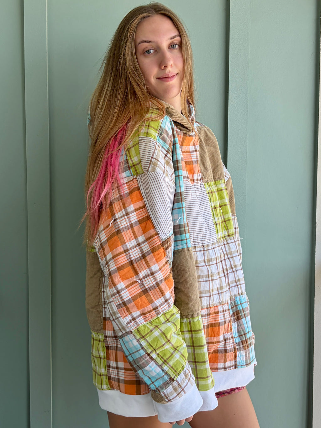 Plaid Blocks Upcycled Hoodie