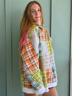 Plaid Blocks Upcycled Hoodie
