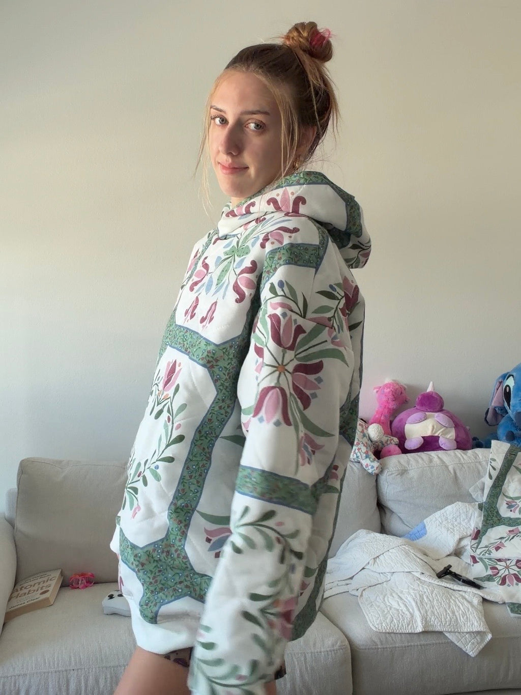 Floral Tile Upcycled Hoodie