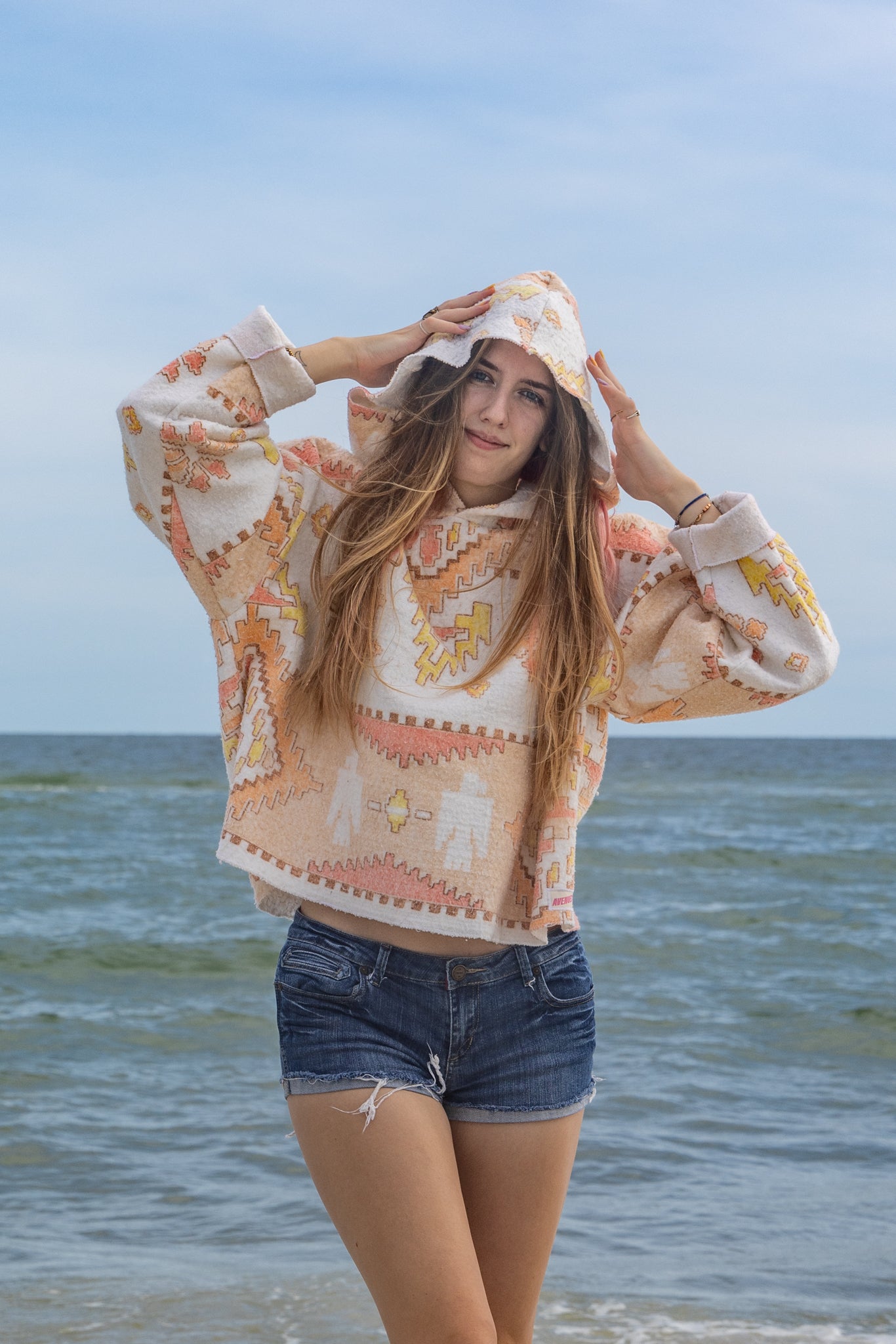 Patterned Blanket Hoodie