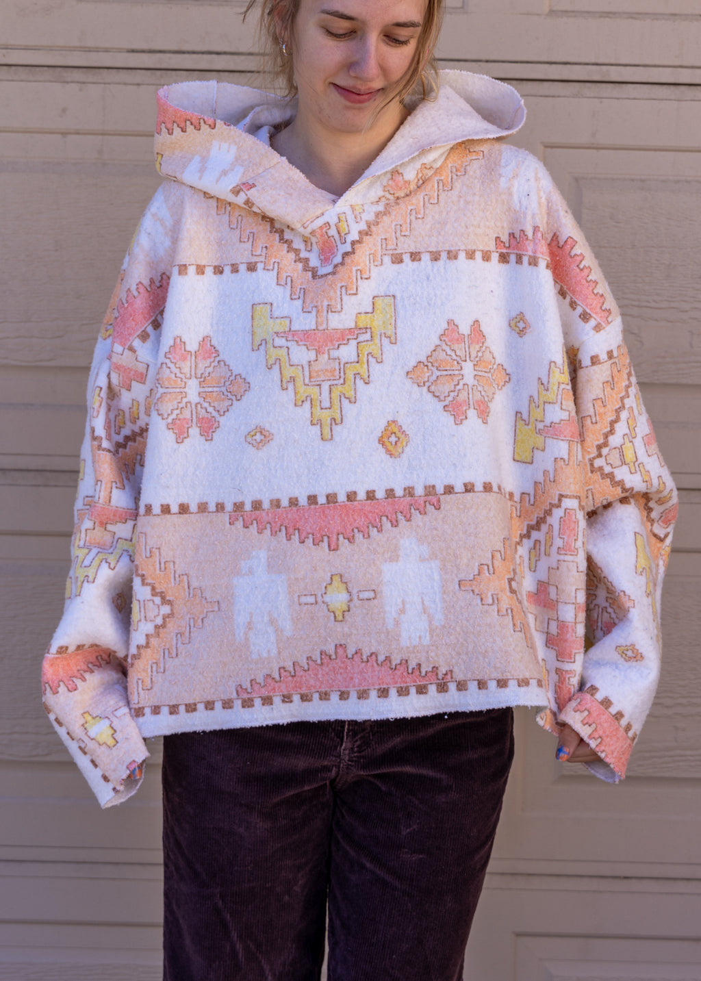 Patterned Blanket Hoodie