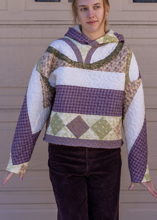 Oversized Purple Quilt Hoodie