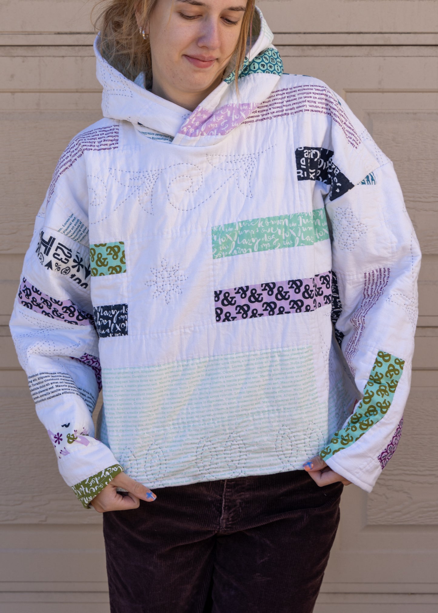 Oversized Lorem Ipsum Quilt Hoodie