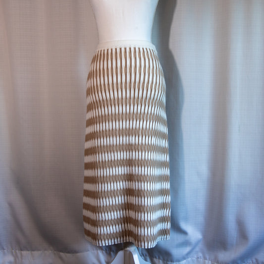 Beige Striped Midi Skirt